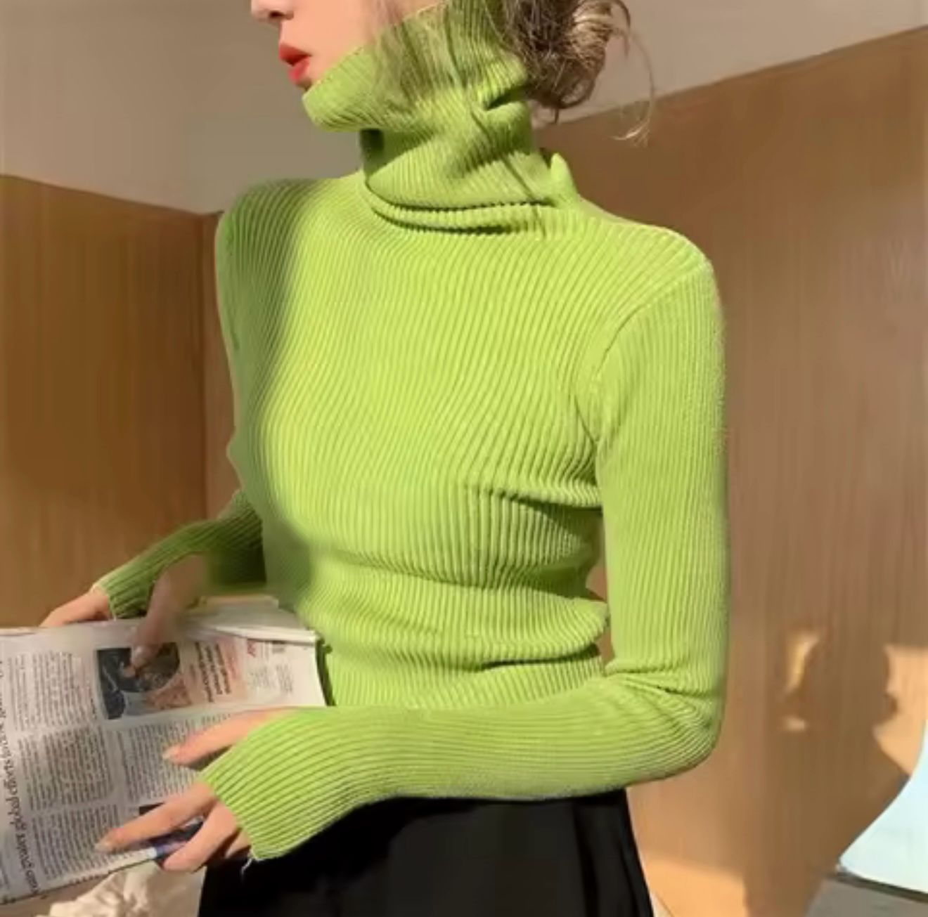 Autumn and Winter New Women's Clothing Turtleneck Women's Long-sleeved Sweater Solid Color Elegant Knitwear Bottoming Jumper