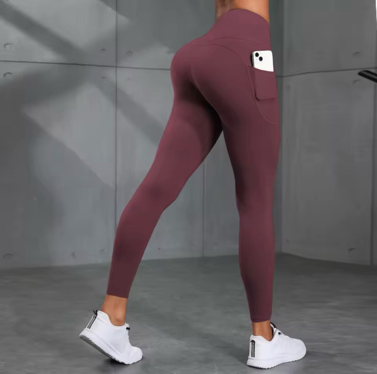 Women's High-Waisted Solid Color Yoga Pants With Pockets, Compression Leggings For Sports, Fitness, Running