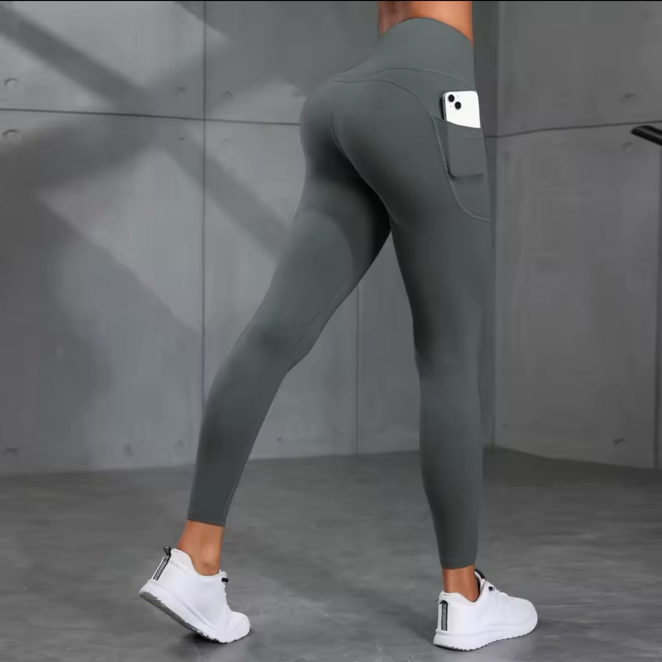 Women's High-Waisted Solid Color Yoga Pants With Pockets, Compression Leggings For Sports, Fitness, Running