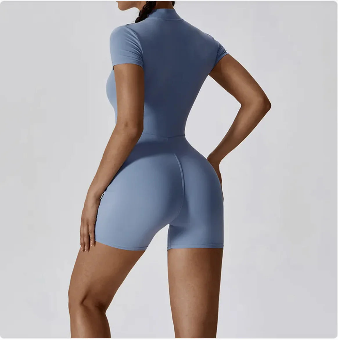 Zipper Short Sleeve Yoga Jumpsuit Women