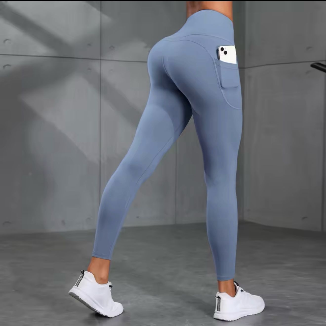 Women's High-Waisted Solid Color Yoga Pants With Pockets, Compression Leggings For Sports, Fitness, Running