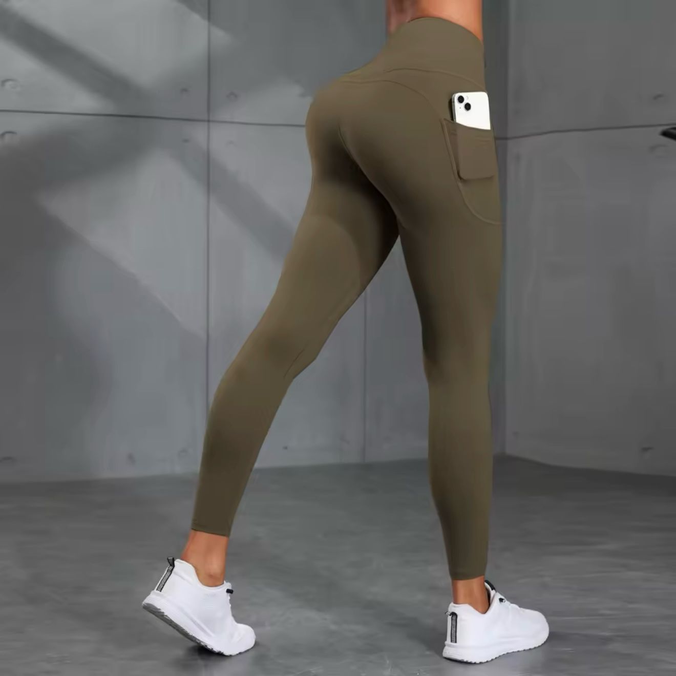 Women's High-Waisted Solid Color Yoga Pants With Pockets, Compression Leggings For Sports, Fitness, Running