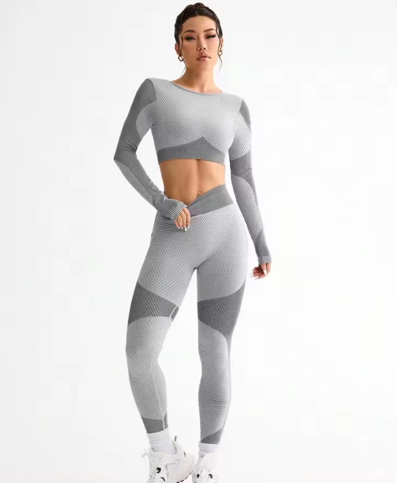 2pcs Hot-selling New Sports Tight Running Breathable Seamless Yoga Suit Women's Outdoor Fitness Suit Women's