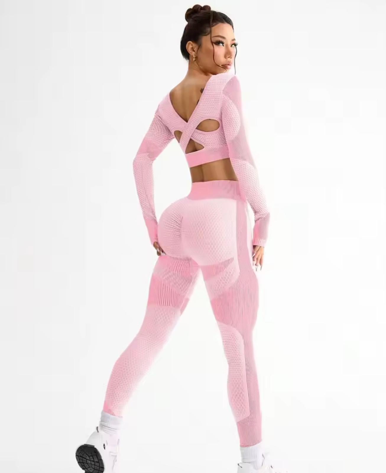 2pcs Hot-selling New Sports Tight Running Breathable Seamless Yoga Suit Women's Outdoor Fitness Suit Women's