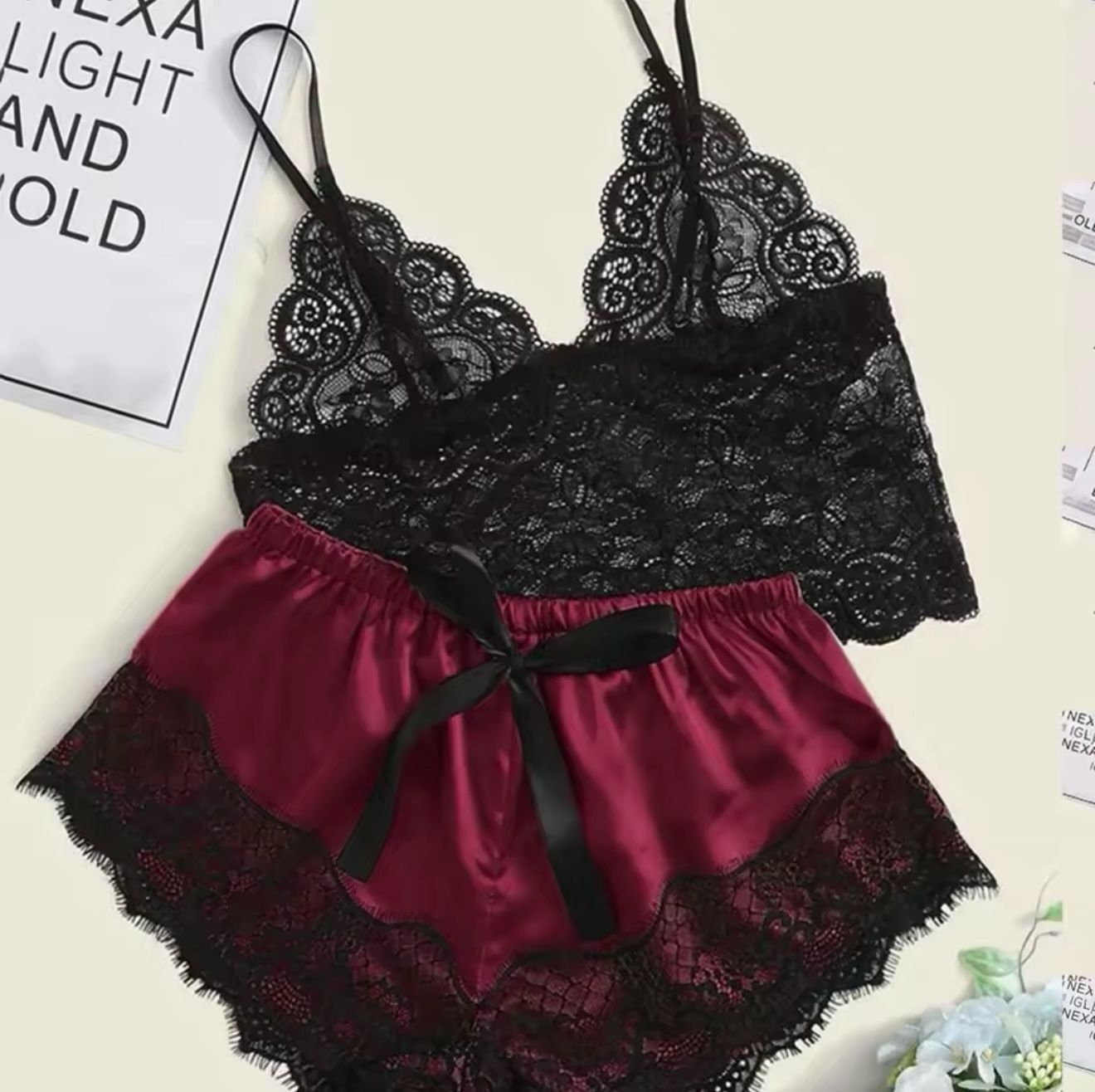 Pajama Sets Sexy Pajamas for Women 2 Pieces Top Shorts Set Sleepwear Clothes Lace Pajamas Underwear Lingerie