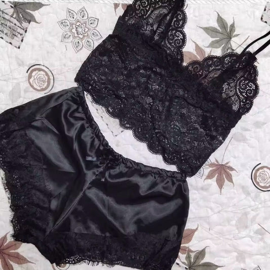Pajama Sets Sexy Pajamas for Women 2 Pieces Top Shorts Set Sleepwear Clothes Lace Pajamas Underwear Lingerie