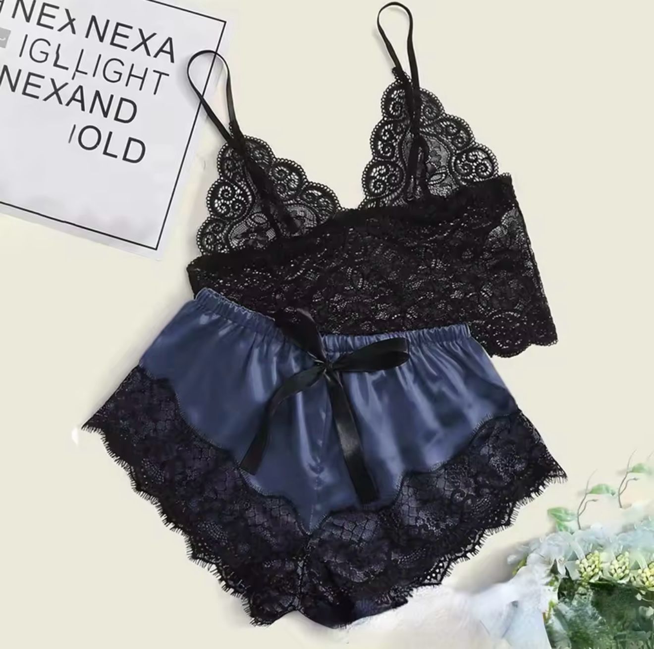 Pajama Sets Sexy Pajamas for Women 2 Pieces Top Shorts Set Sleepwear Clothes Lace Pajamas Underwear Lingerie