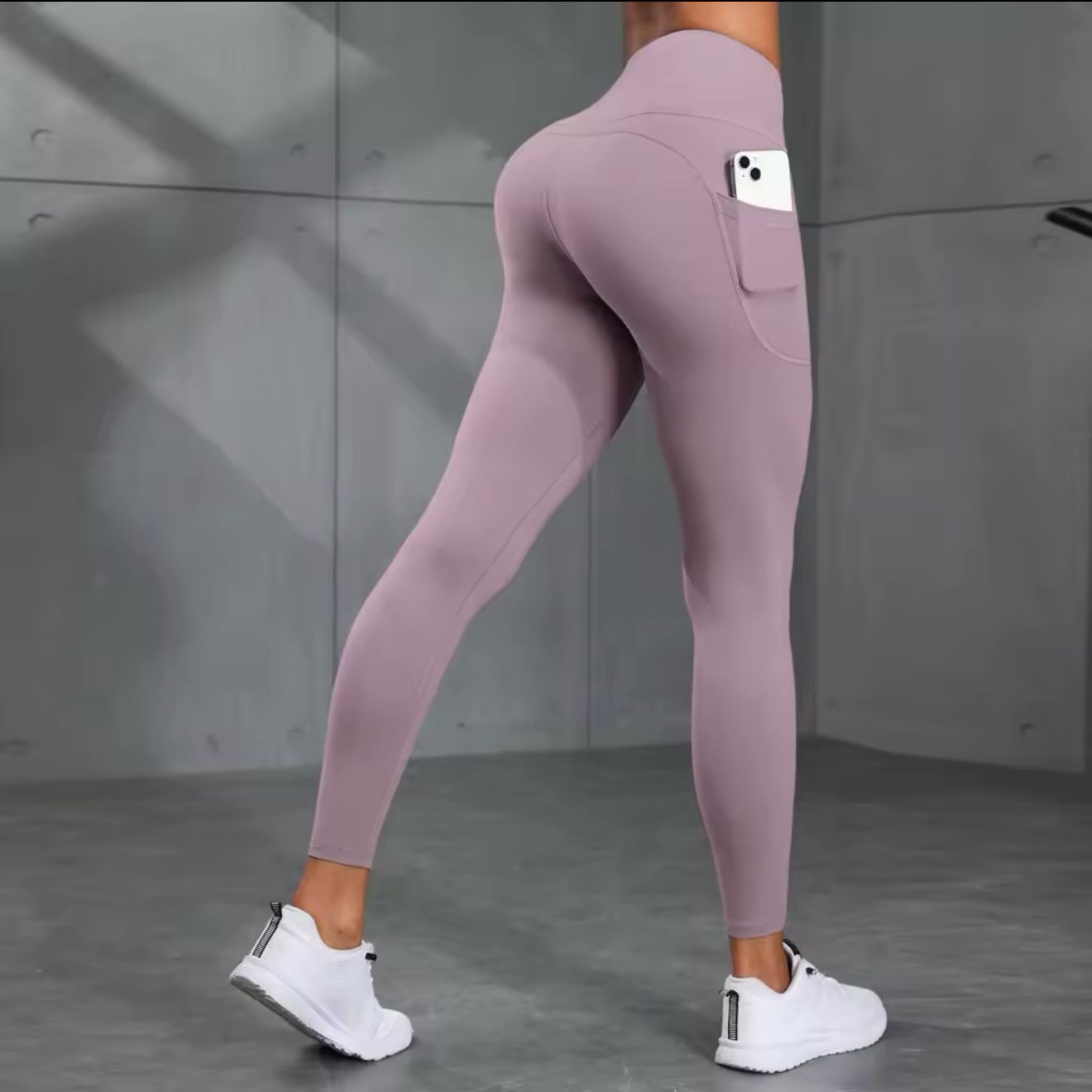 Women's High-Waisted Solid Color Yoga Pants With Pockets, Compression Leggings For Sports, Fitness, Running